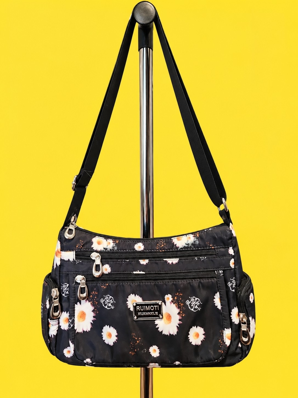 RUIMOTI Floral Crossbody Bag in Black & White Like New 12x8x4